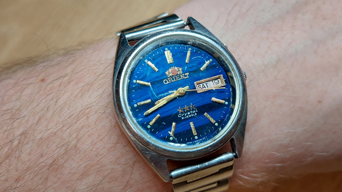 1980s ORIENT 3 Star Men's Watch Vintage Japanese Mechanical Automatic Wristwatch