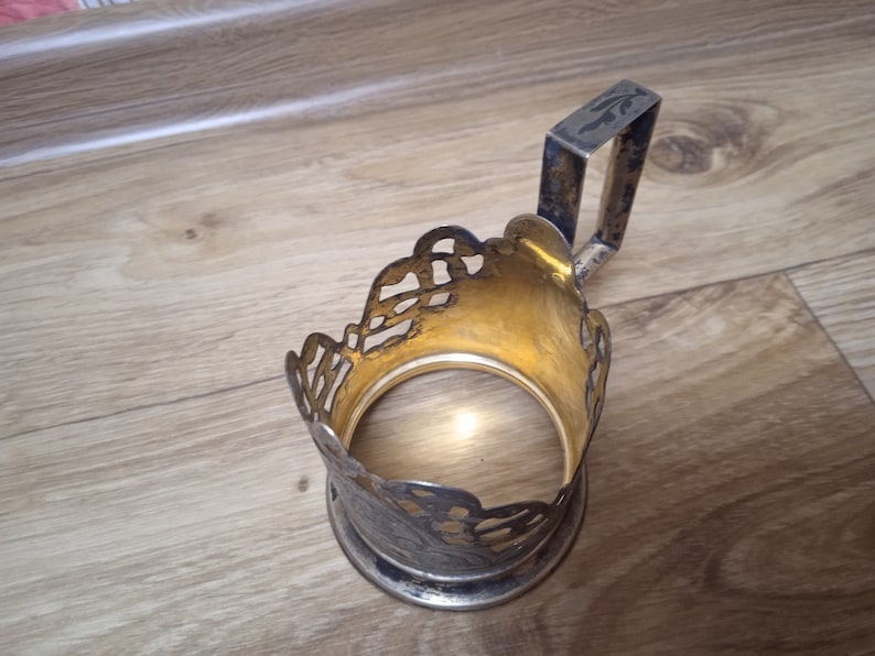Antique Soviet Metal Cup holder Soviet Cup holder silver 875 assay weight 80 grams