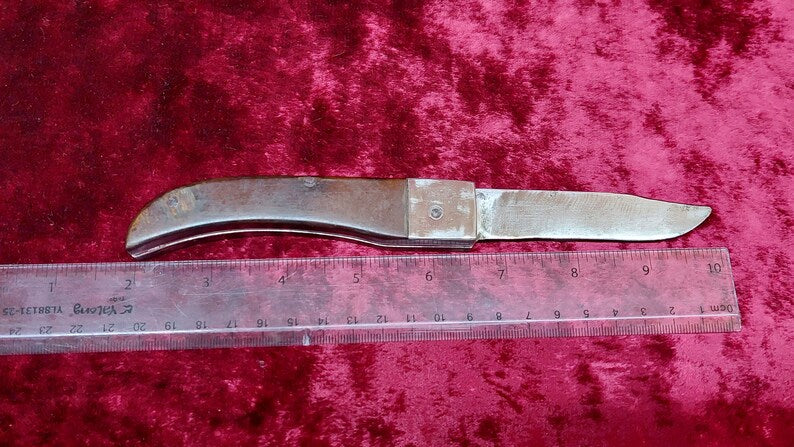 Ukrainian vintage handmade textolite knife, Soviet pocket folding knife, bottle opener, USSR handmade knife.