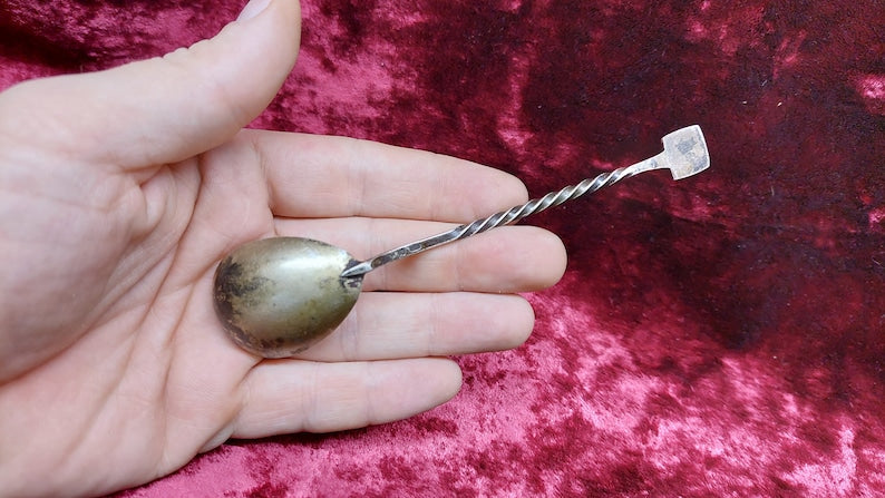 Soviet 916 Silver Gilded Russian Sugar Spoon 21g Twist Handle USSR