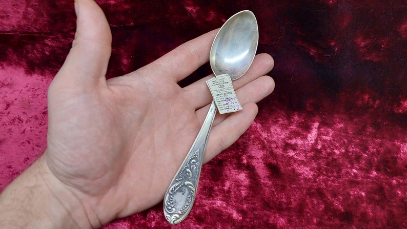 Soviet silver 875 silver gilded Russian tablespoon 55.5 g with USSR store tag. NEW
