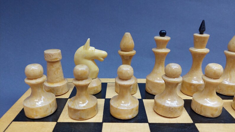Good Authentic Classic Soviet Wooden Chess Set "KHALTURIN" Russian Vintage USSR Antiques 1970s new condition