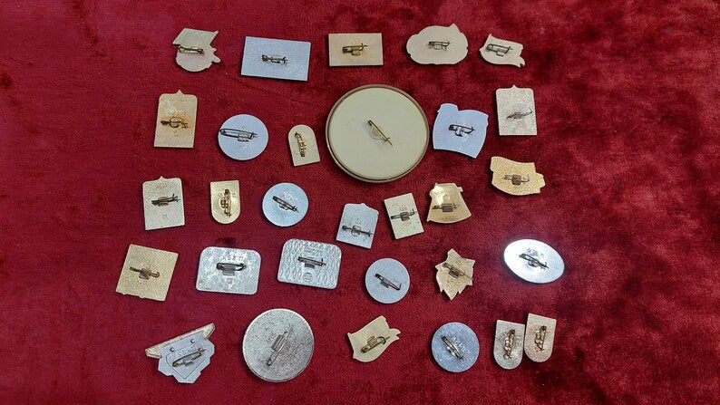 Lot USSR Soviet Era Enamel Badges Cold War Communism CCCP Badges for Vintage Backpacks Jackets Hats Caps Uniforms 30 pcs