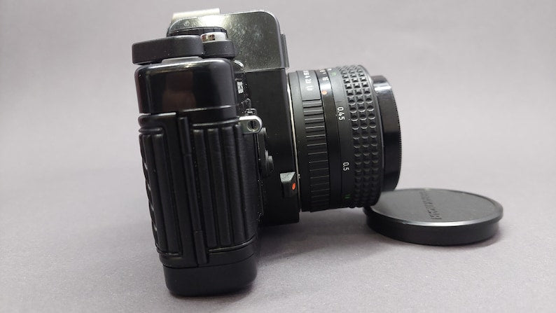 Praktica BCS vintage analog mechanical 35mm black film camera.