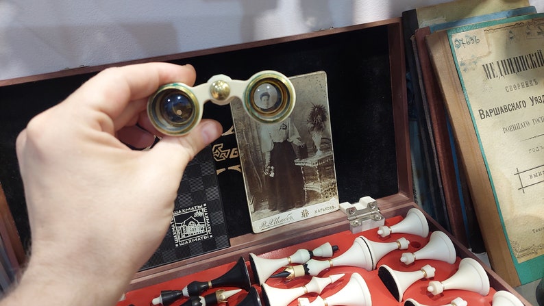 Soviet theater binoculars TITANIC, - Antique opera binoculars - Pocket binoculars in a Titanic case