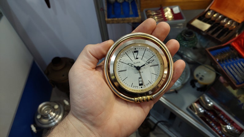 Soviet alarm clock. Desk Clock USSR. Vintage clock SLAVA.