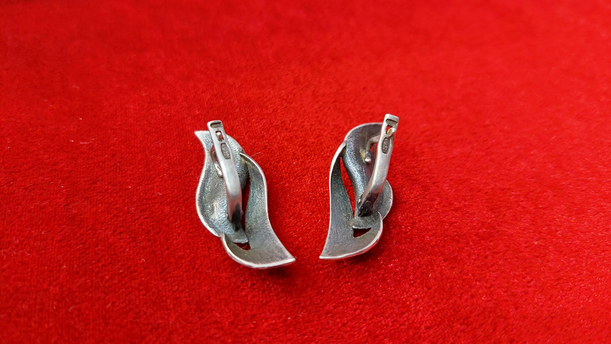 Silver big earrings 925. USSR