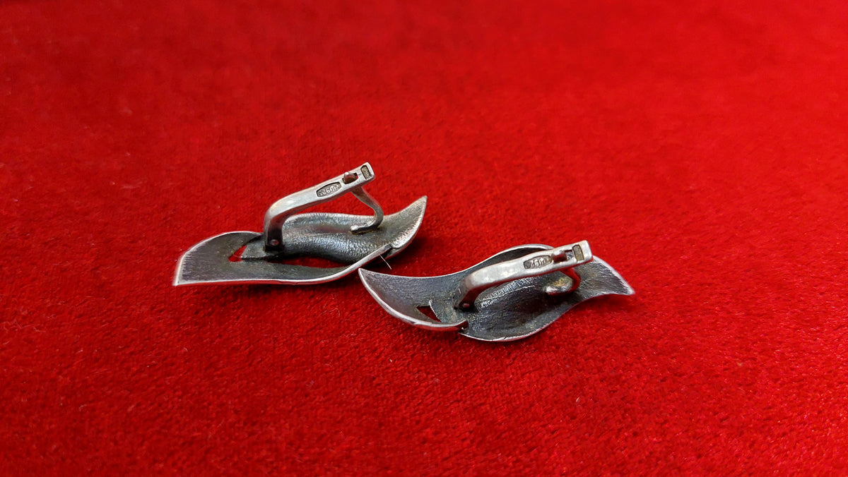 Silver big earrings 925. USSR