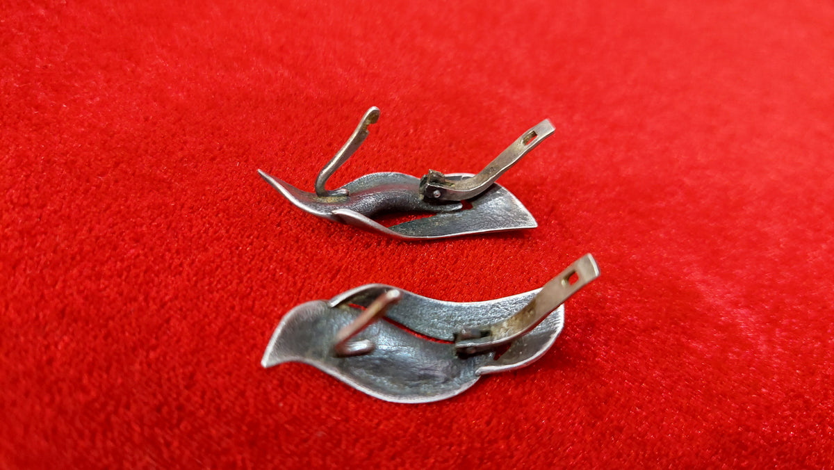 Silver big earrings 925. USSR