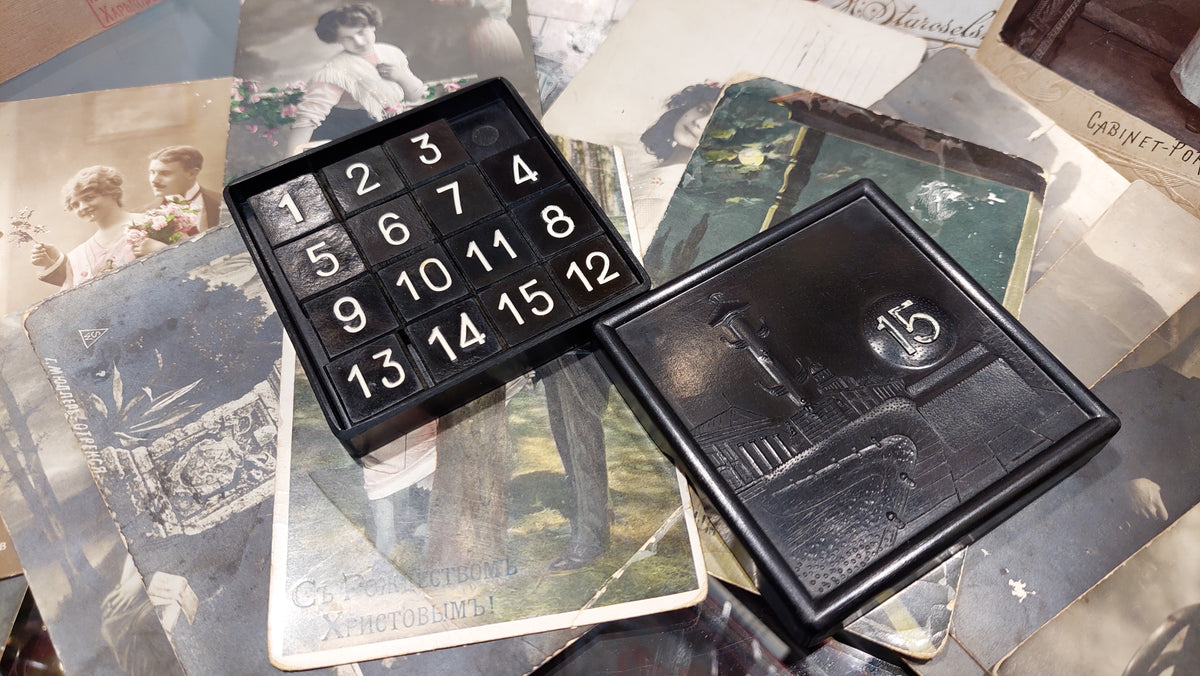 Vintage puzzle game, Soviet game 15, Soviet game logic, USSR