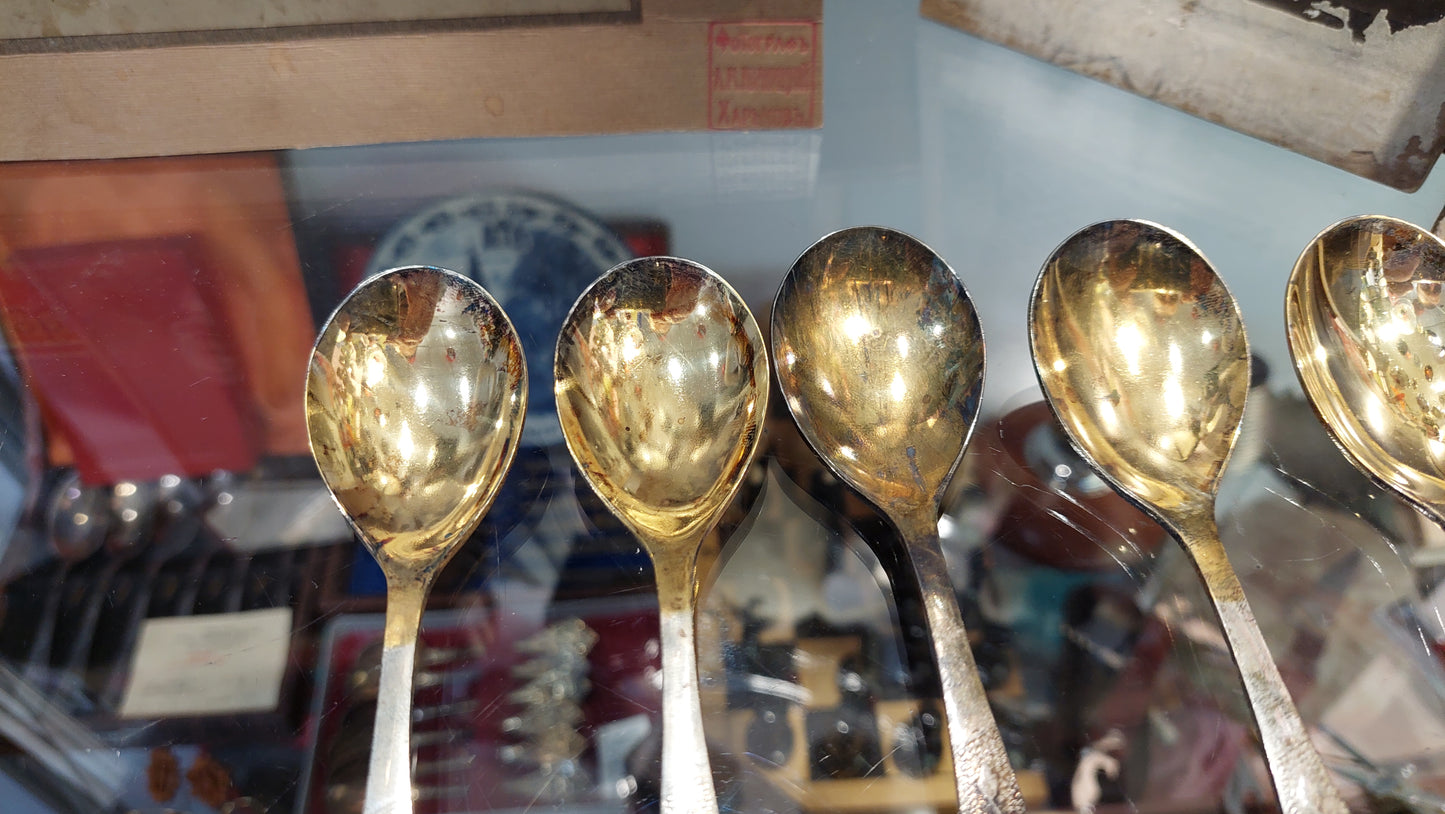 new silver and gold-plated teaspoons from the 60s of the USSR