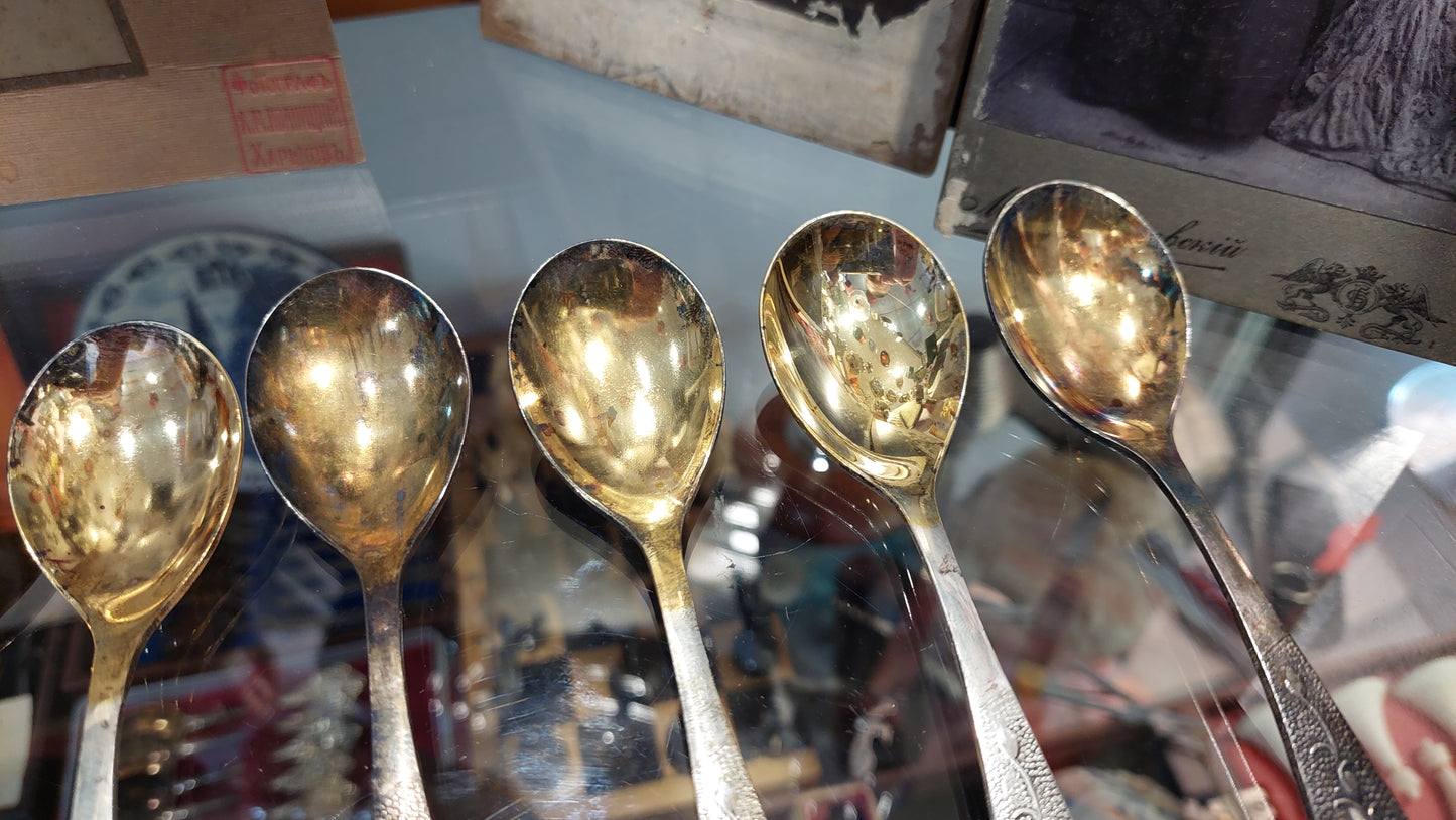 new silver and gold-plated teaspoons from the 60s of the USSR