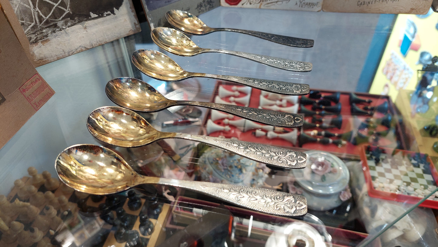 new silver and gold-plated teaspoons from the 60s of the USSR