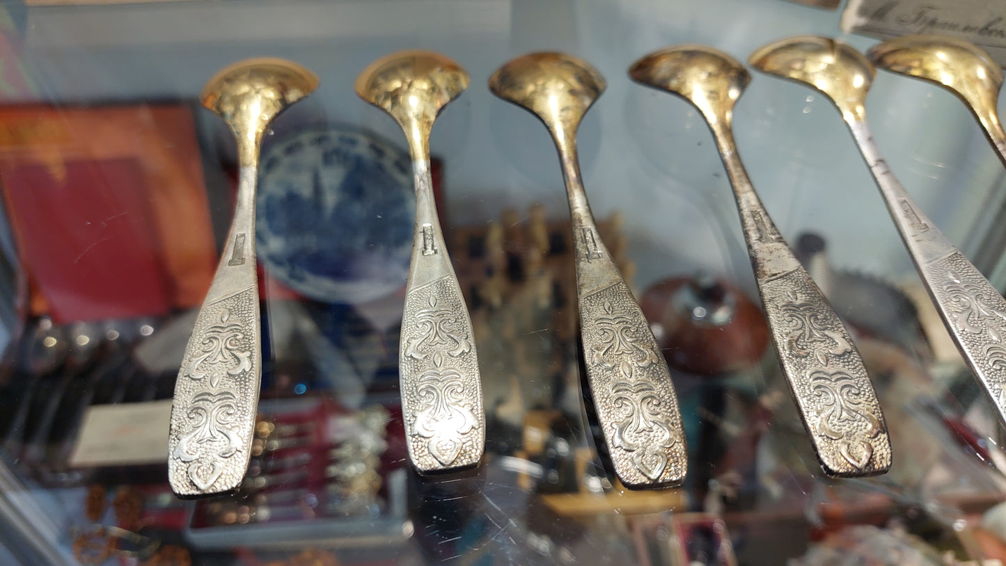 new silver and gold-plated teaspoons from the 60s of the USSR