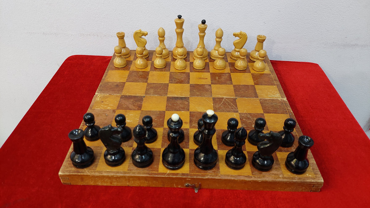 Nice Authentic Classic Soviet Large Chess Set Wooden Russian Vintage USSR Antique 1975