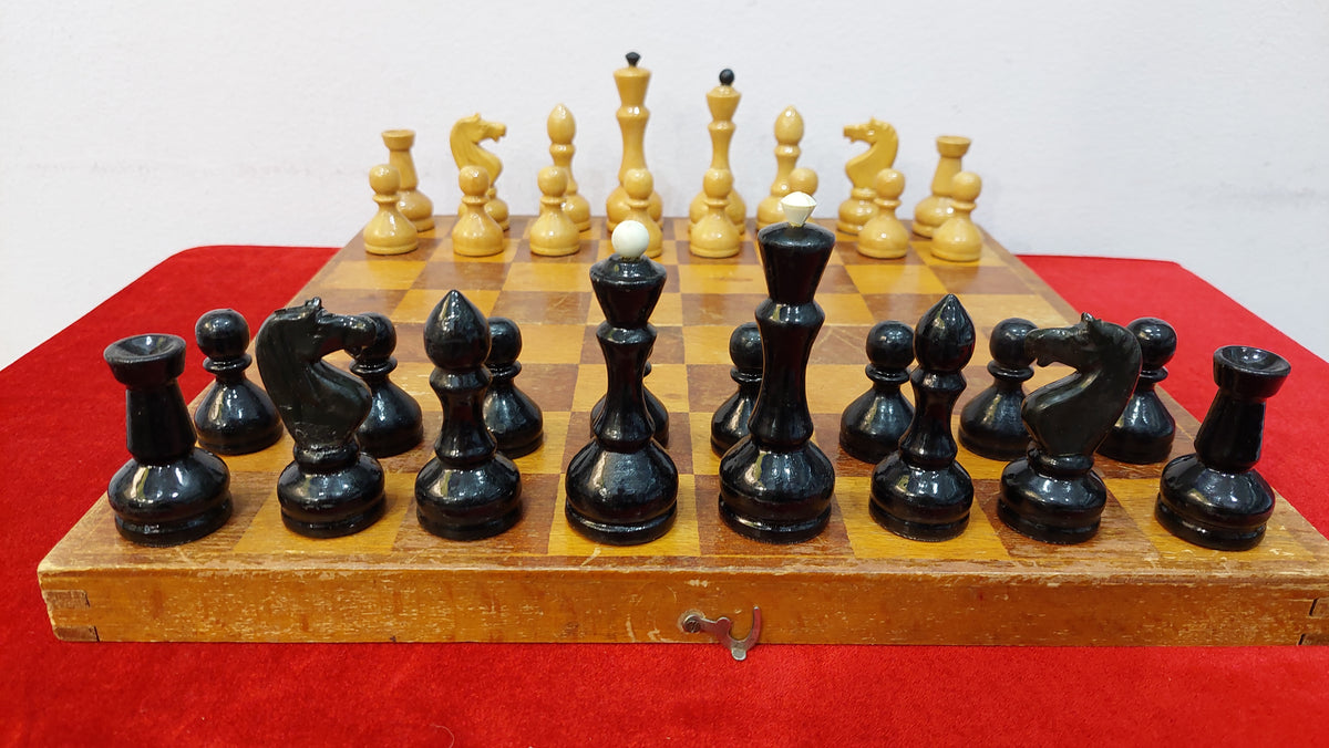 Nice Authentic Classic Soviet Large Chess Set Wooden Russian Vintage USSR Antique 1975