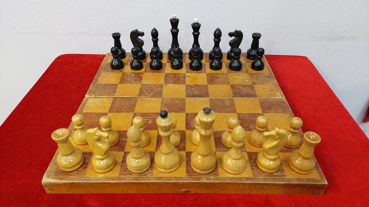 Nice Authentic Classic Soviet Large Chess Set Wooden Russian Vintage USSR Antique 1975