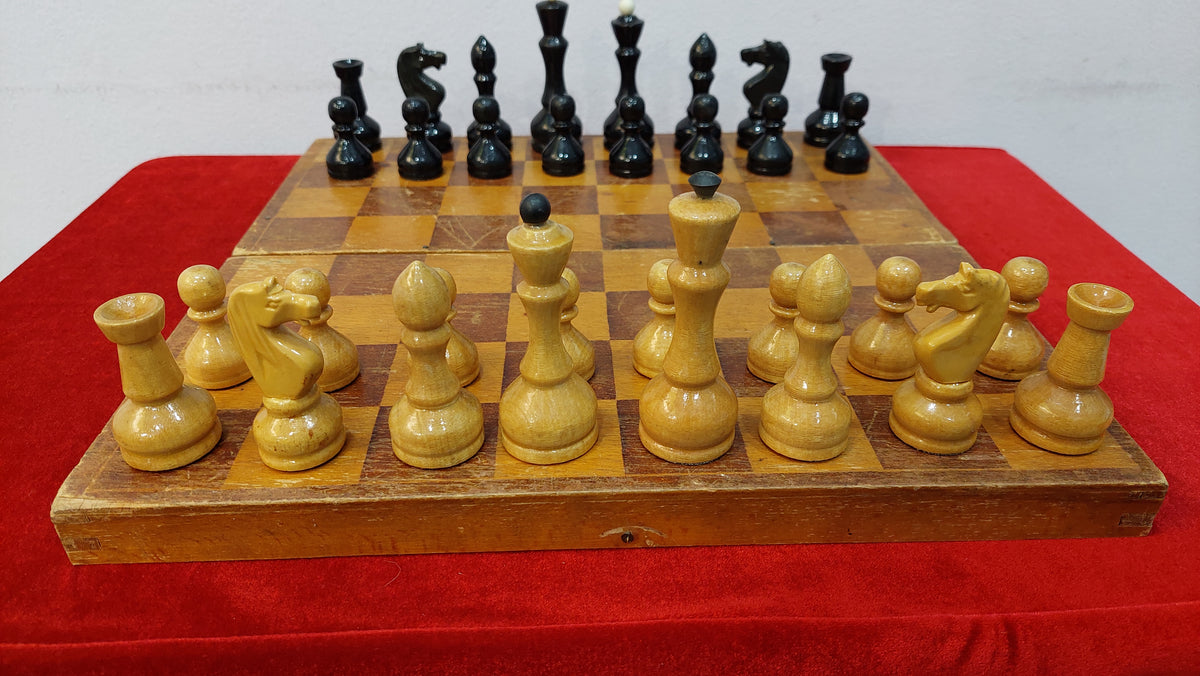 Nice Authentic Classic Soviet Large Chess Set Wooden Russian Vintage USSR Antique 1975