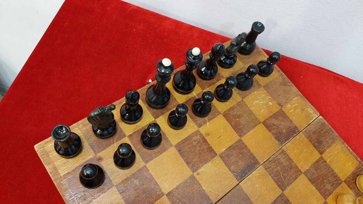 Nice Authentic Classic Soviet Large Chess Set Wooden Russian Vintage USSR Antique 1975