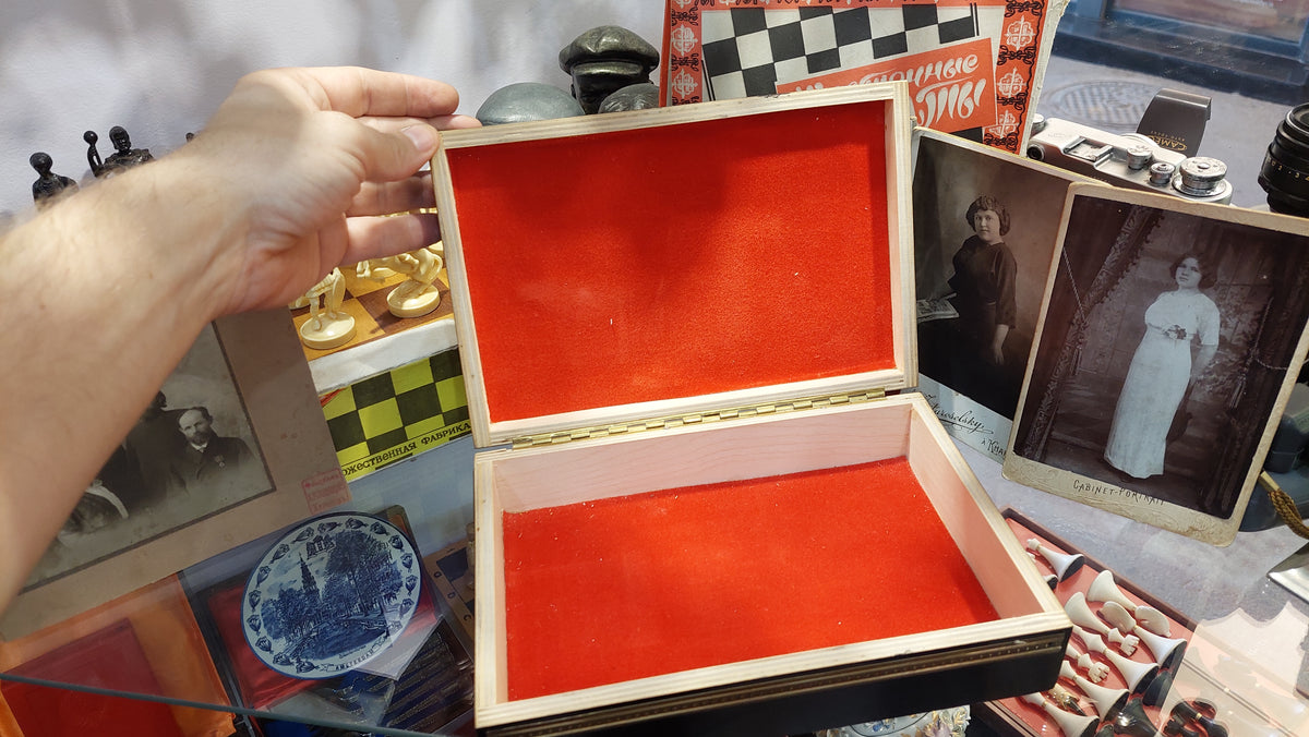 New USSR box made of wood and brass.