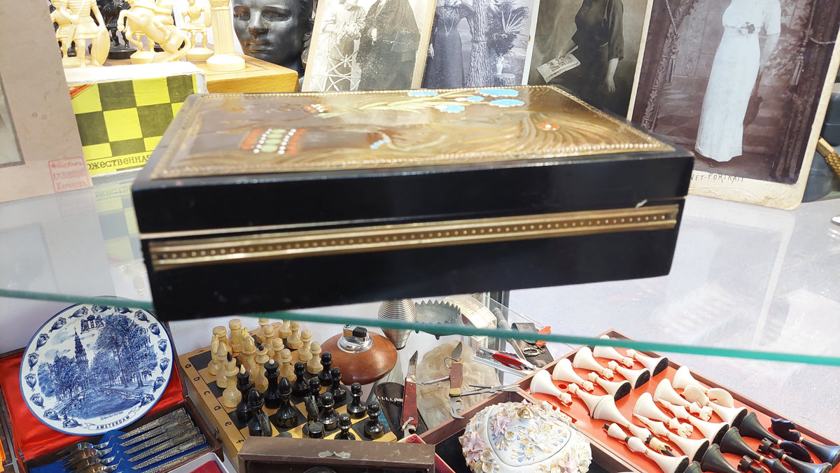 New USSR box made of wood and brass.