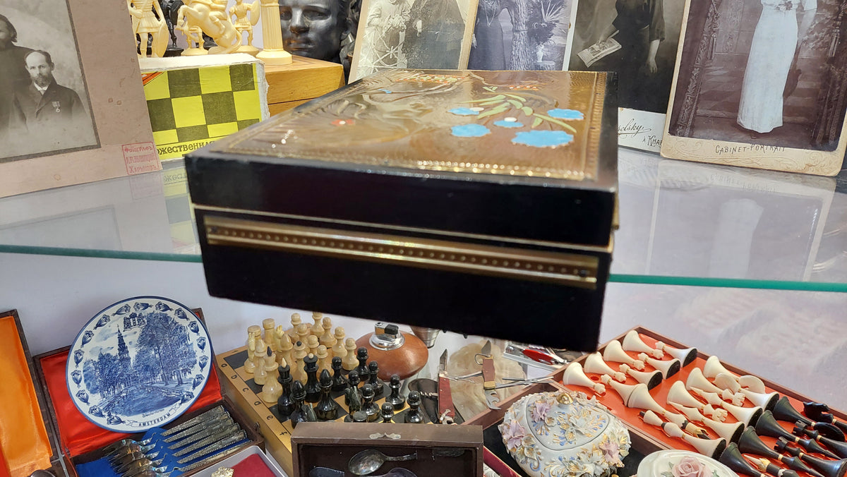 New USSR box made of wood and brass.