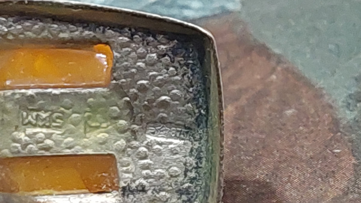 Soviet vintage cufflinks Silver with amber Sample 875, Soviet amber, 1950s.