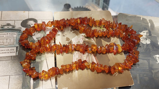 Vintage amber beads, Soviet beads, natural amber beads, made in USSR, 1970s, gift for her, accessory, decoration.