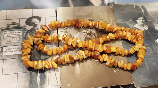 Vintage amber beads, Soviet beads, natural amber beads, made in USSR, 1970s, gift for her, accessory, decoration.