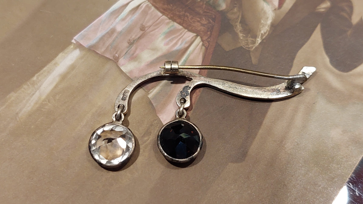 875 sterling silver brooch from 1940 USSR with rock crystal.