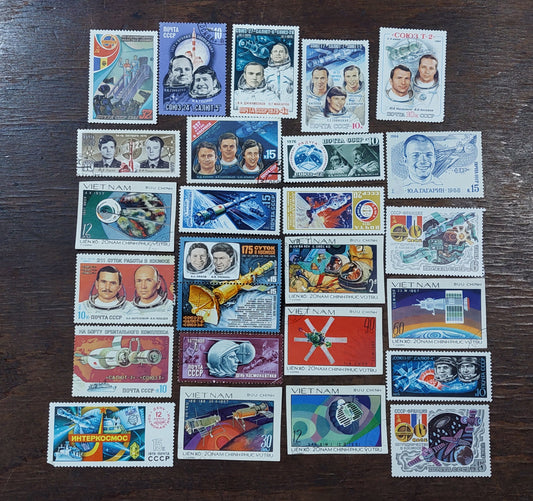 SPACE.Collectible space STAMPS. Space stamps. Soyuz, Interkosmos., Yuri Gagarin, Sputnik, In Space.