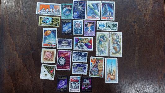 SPACE.Collectible space STAMPS. Space stamps. Soyuz APOLON, Yuri Gagarin, Sputnik, Lunokhod.