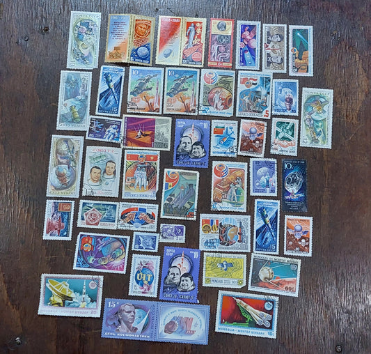 SPACE.Collectible space STAMPS. Space stamps. Soyuz APOLON, Yuri Gagarin, Sputnik, Lunokhod.