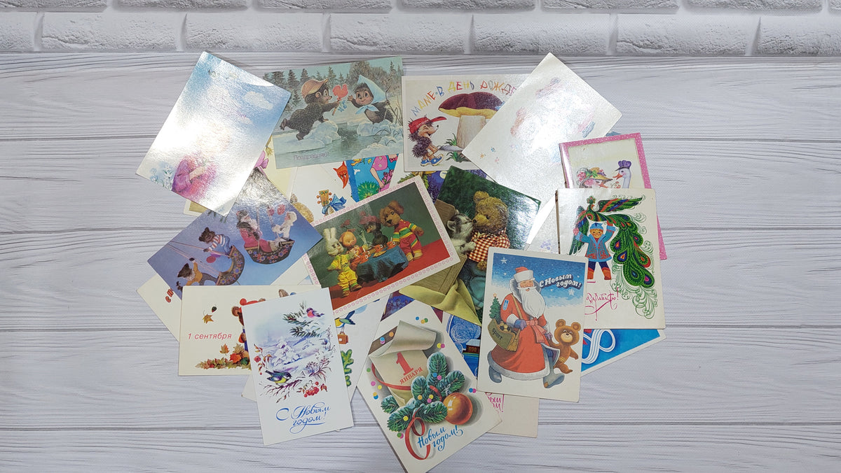 Vintage greeting cards from the 80s 30 pieces