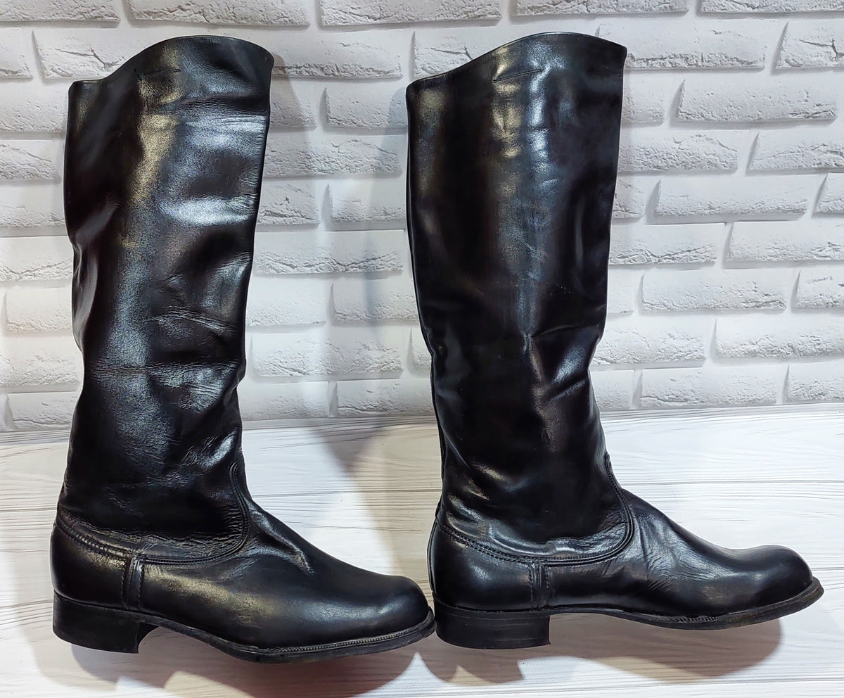 Vintage Soviet chrome-plated officer boots, size 43.