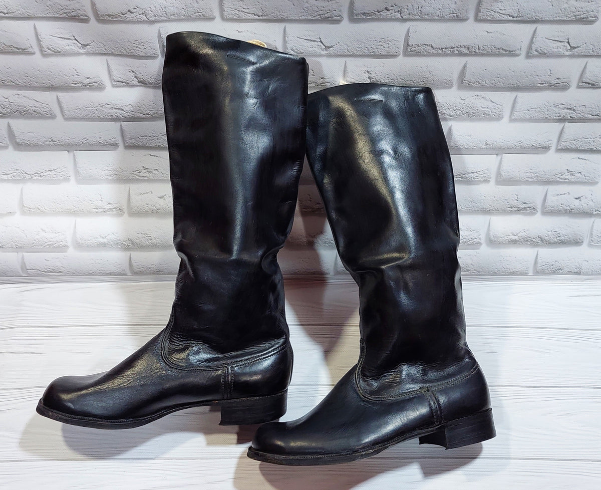 Vintage Soviet chrome-plated officer boots, size 43.