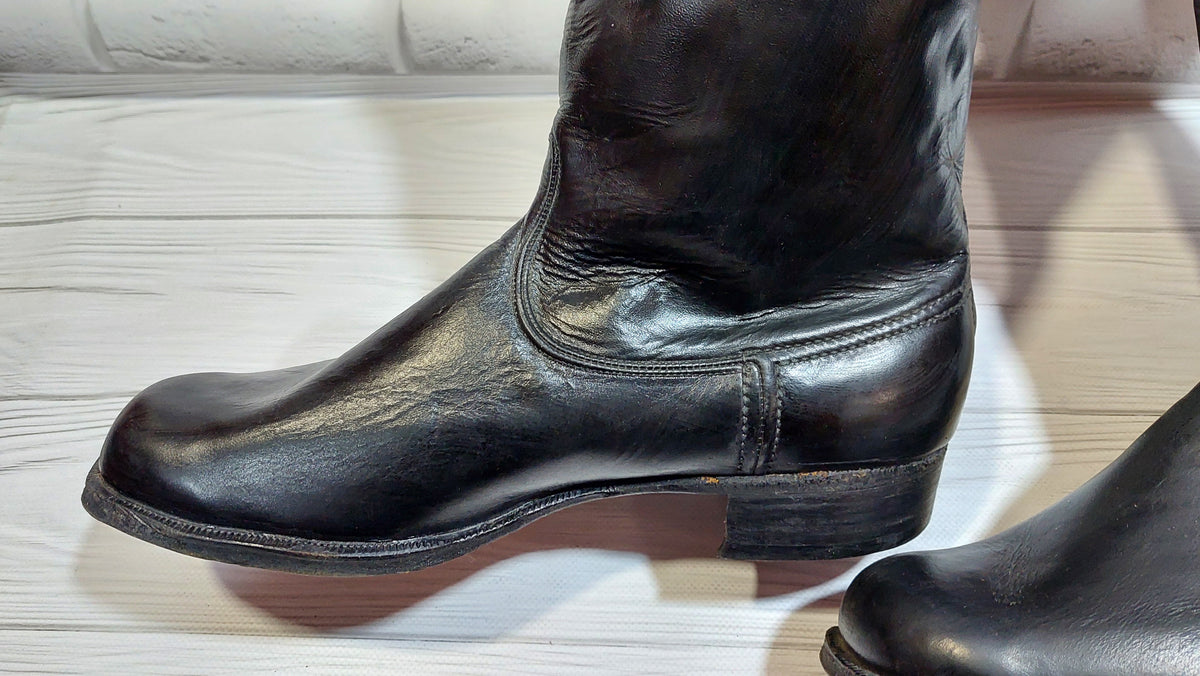 Vintage Soviet chrome-plated officer boots, size 43.