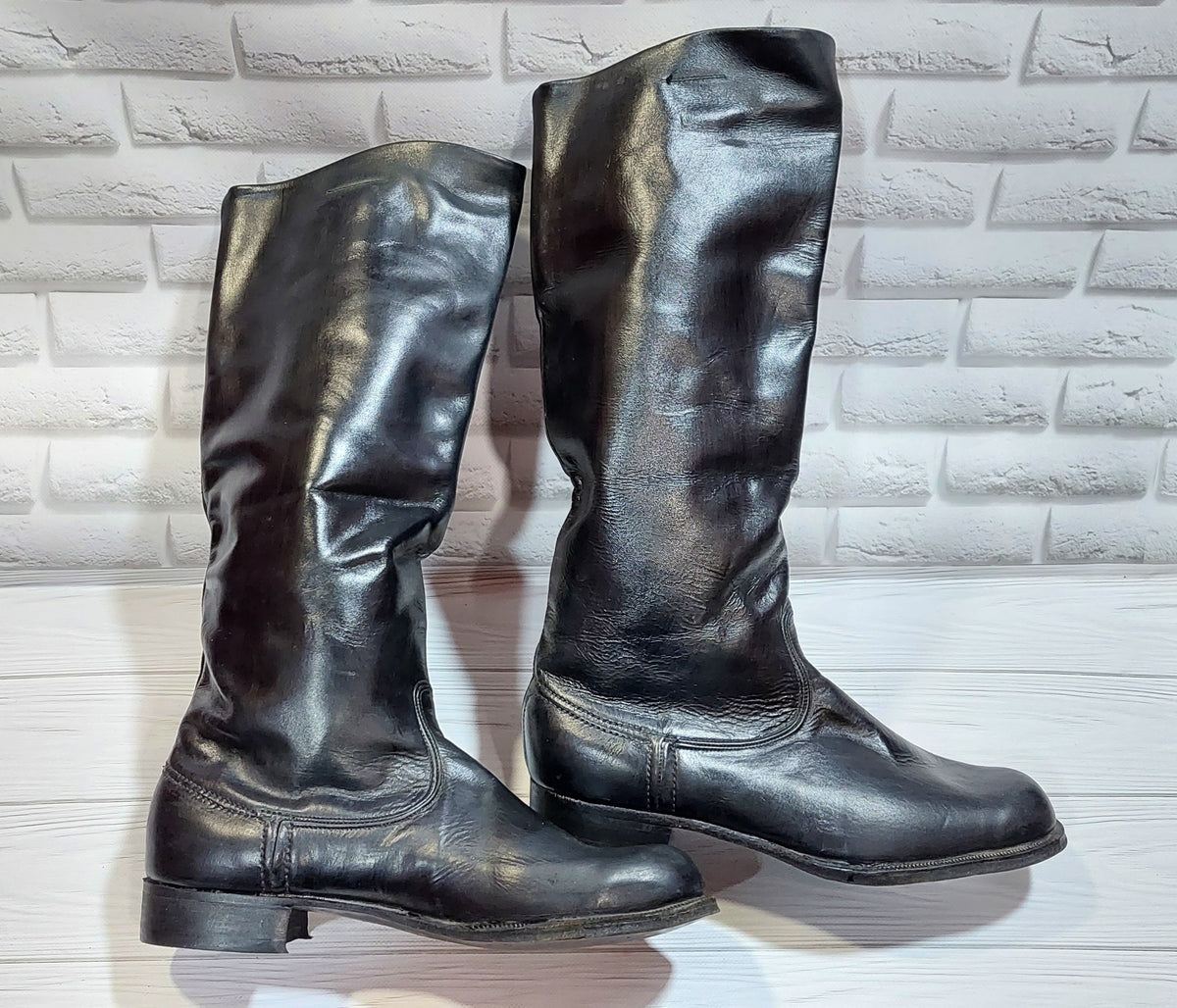Vintage Soviet chrome-plated officer boots, size 43.