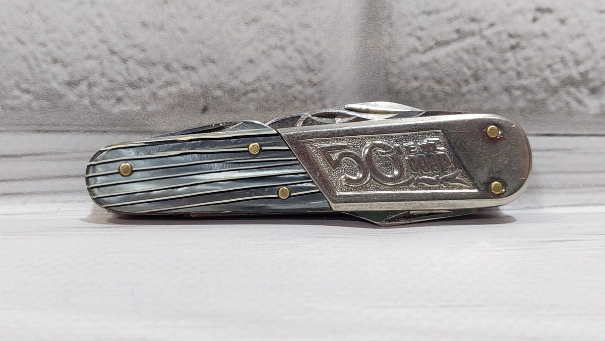 Knife Pavlovsk souvenir multitool. Rare folding knife 1972 50 years of the USSR.