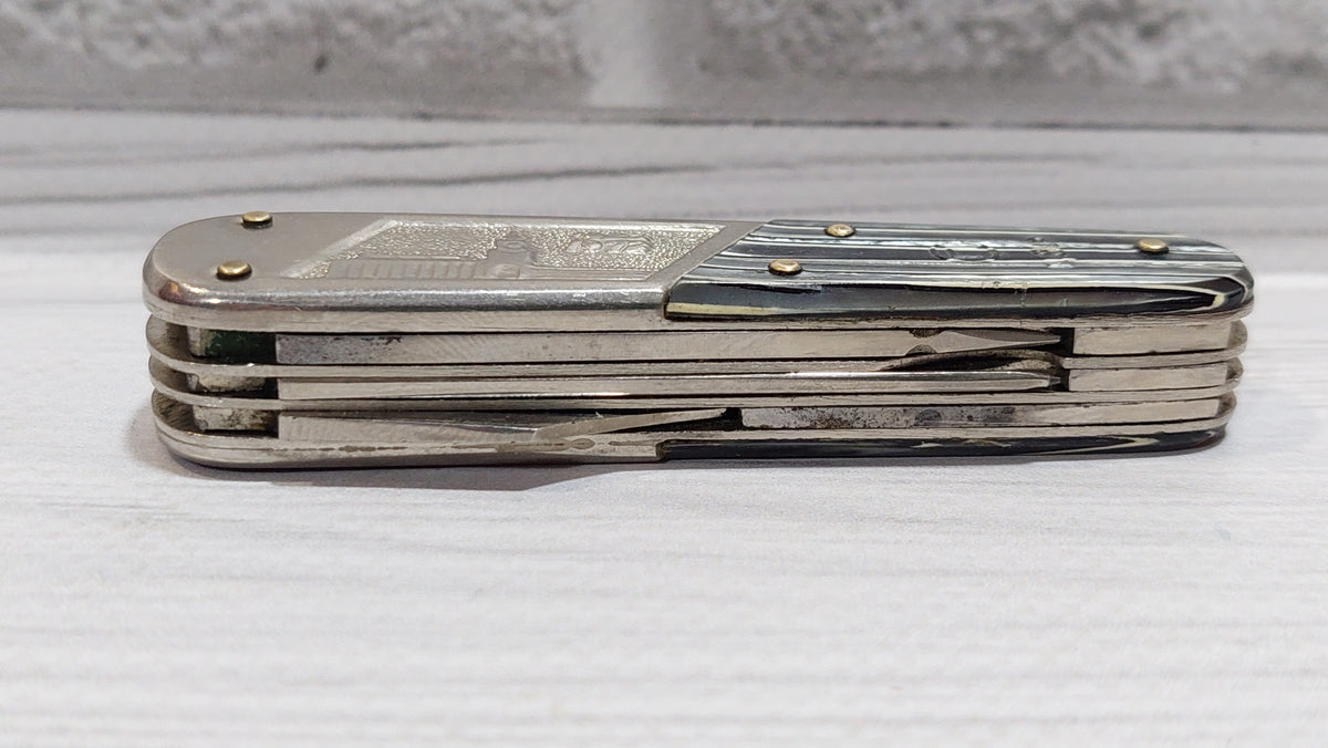 Knife Pavlovsk souvenir multitool. Rare folding knife 1972 50 years of the USSR.