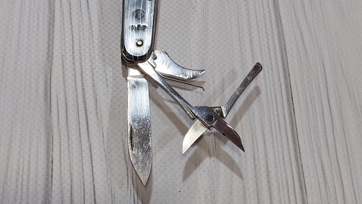 Knife Pavlovsk souvenir multitool. Rare folding knife 1972 50 years of the USSR.
