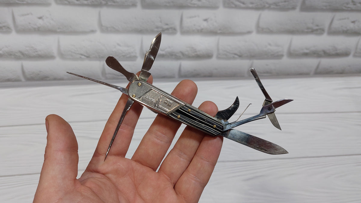 Knife Pavlovsk souvenir multitool. Rare folding knife 1972 50 years of the USSR.