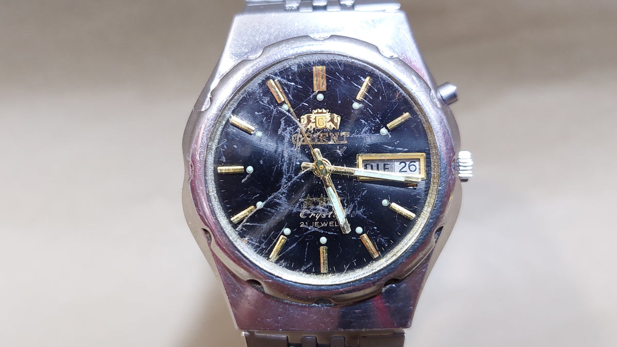 1990s ORIENT 3 Star Men's Watch Vintage Japanese Mechanical Automatic Wristwatch.