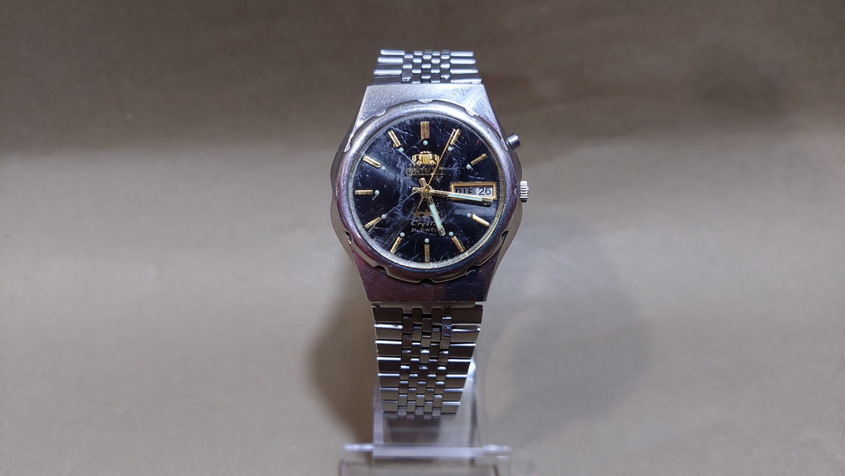 1990s ORIENT 3 Star Men's Watch Vintage Japanese Mechanical Automatic Wristwatch.