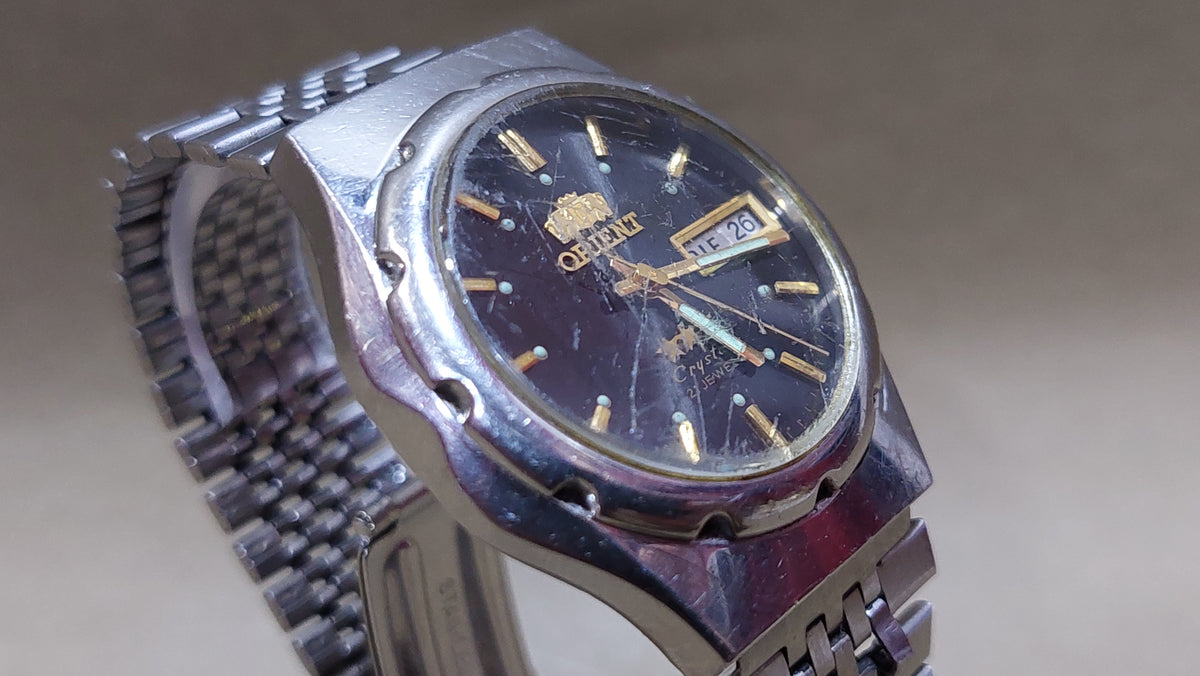 1990s ORIENT 3 Star Men's Watch Vintage Japanese Mechanical Automatic Wristwatch.