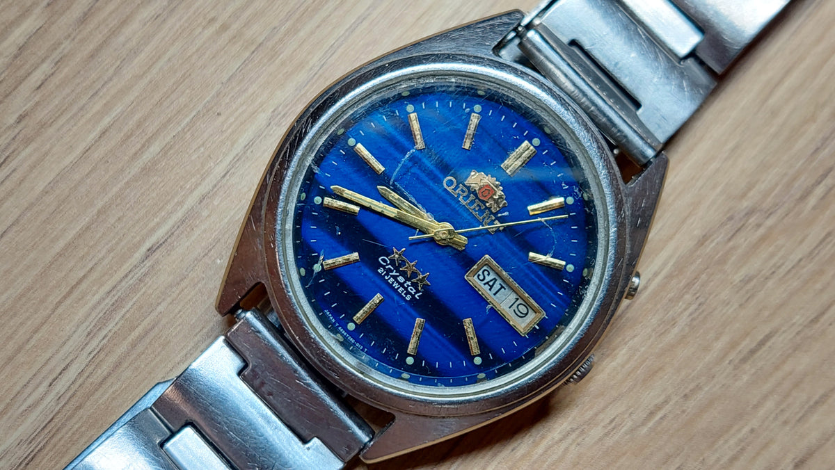 1980s ORIENT 3 Star Men's Watch Vintage Japanese Mechanical Automatic Wristwatch