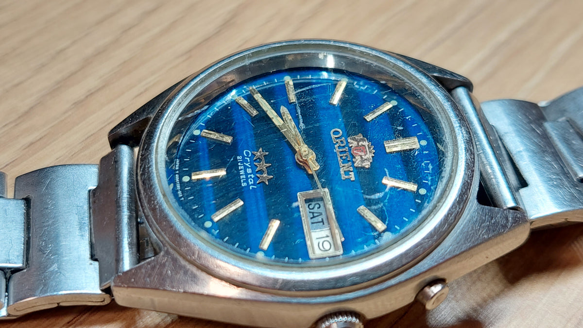 1980s ORIENT 3 Star Men's Watch Vintage Japanese Mechanical Automatic Wristwatch