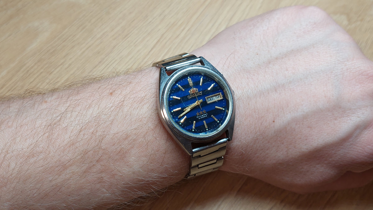 1980s ORIENT 3 Star Men's Watch Vintage Japanese Mechanical Automatic Wristwatch