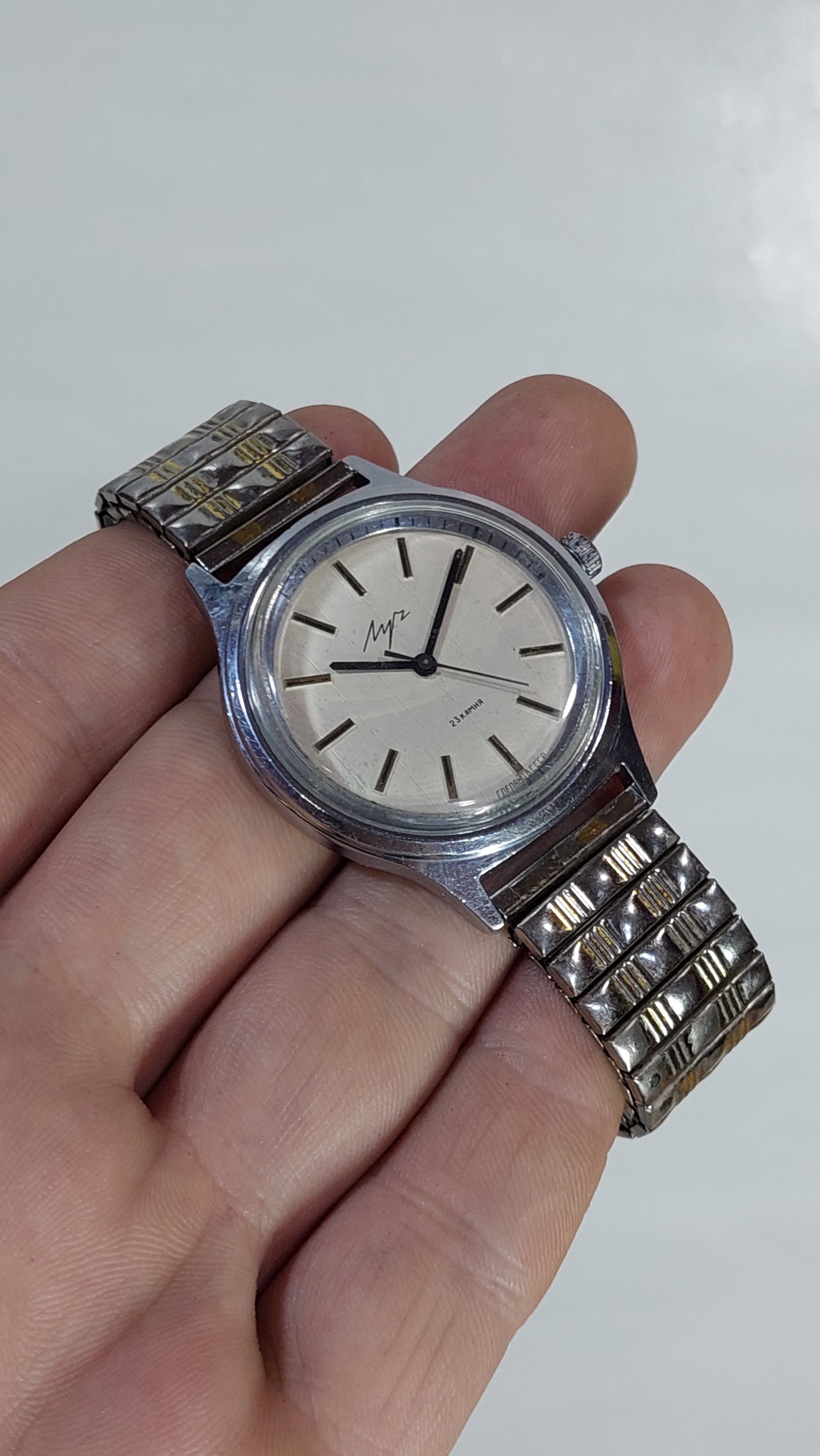 Vintage Soviet Men's Watch Classic USSR 23 Jewels Luch белый Dial