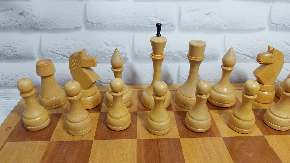 Wooden chess from the 80s Lviv in good condition.